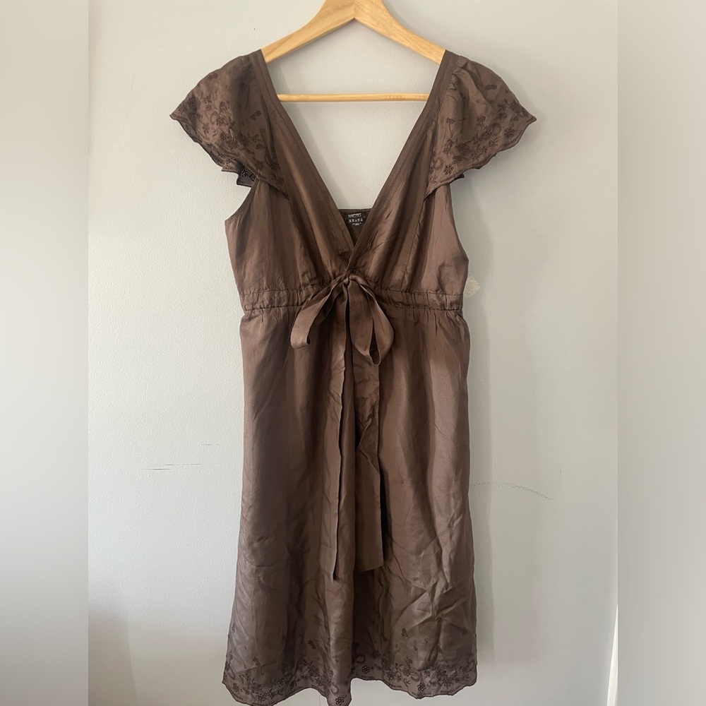 Esprit Brown Midi Dress with Tie Waist